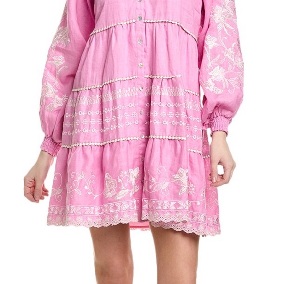 Hale Bob Linen Mini Dress - Beautiful Pink - Picture 4 of 9